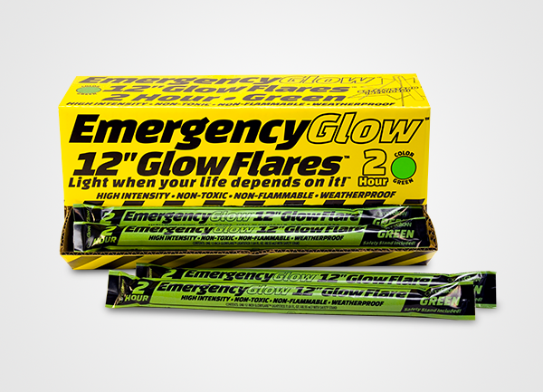 EmergencyGlow Glow Flares shelf box and individual units