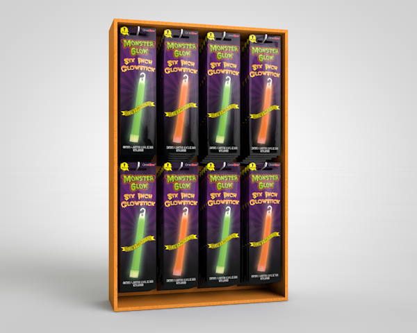 Monster Glow retail shipper display, 9-pack floor stand