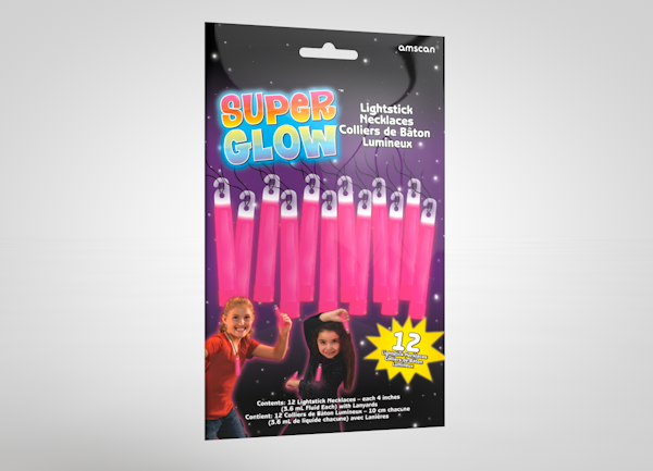Super Glow lightstick necklace 12-pack, party supply channel variant